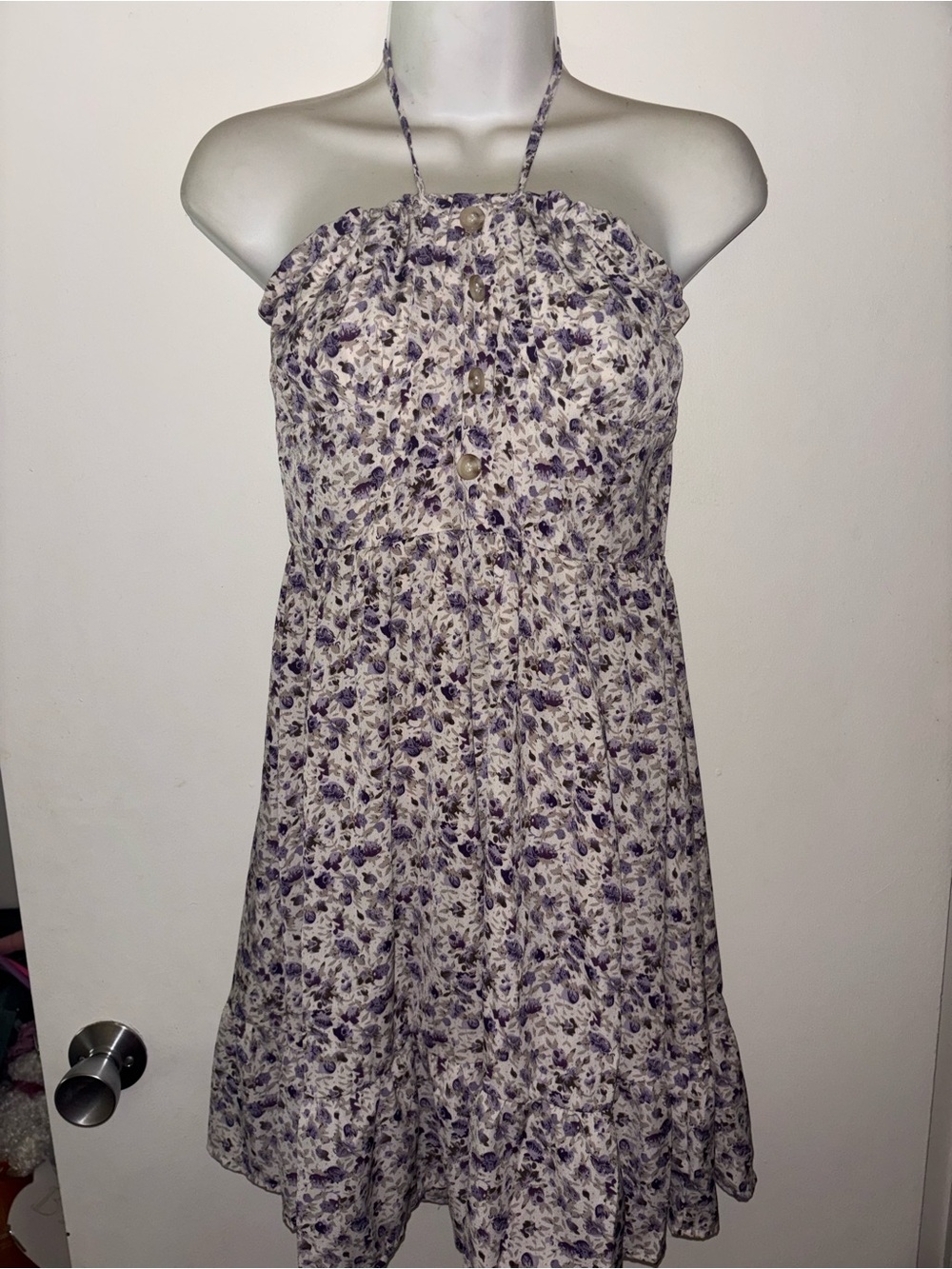 Floral Halter Sundress in Purple and White flower summer